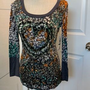 R&B Size S long sleeve Poly & spandex NWT sexy & pretty T-shirt Grey Orange Aqua